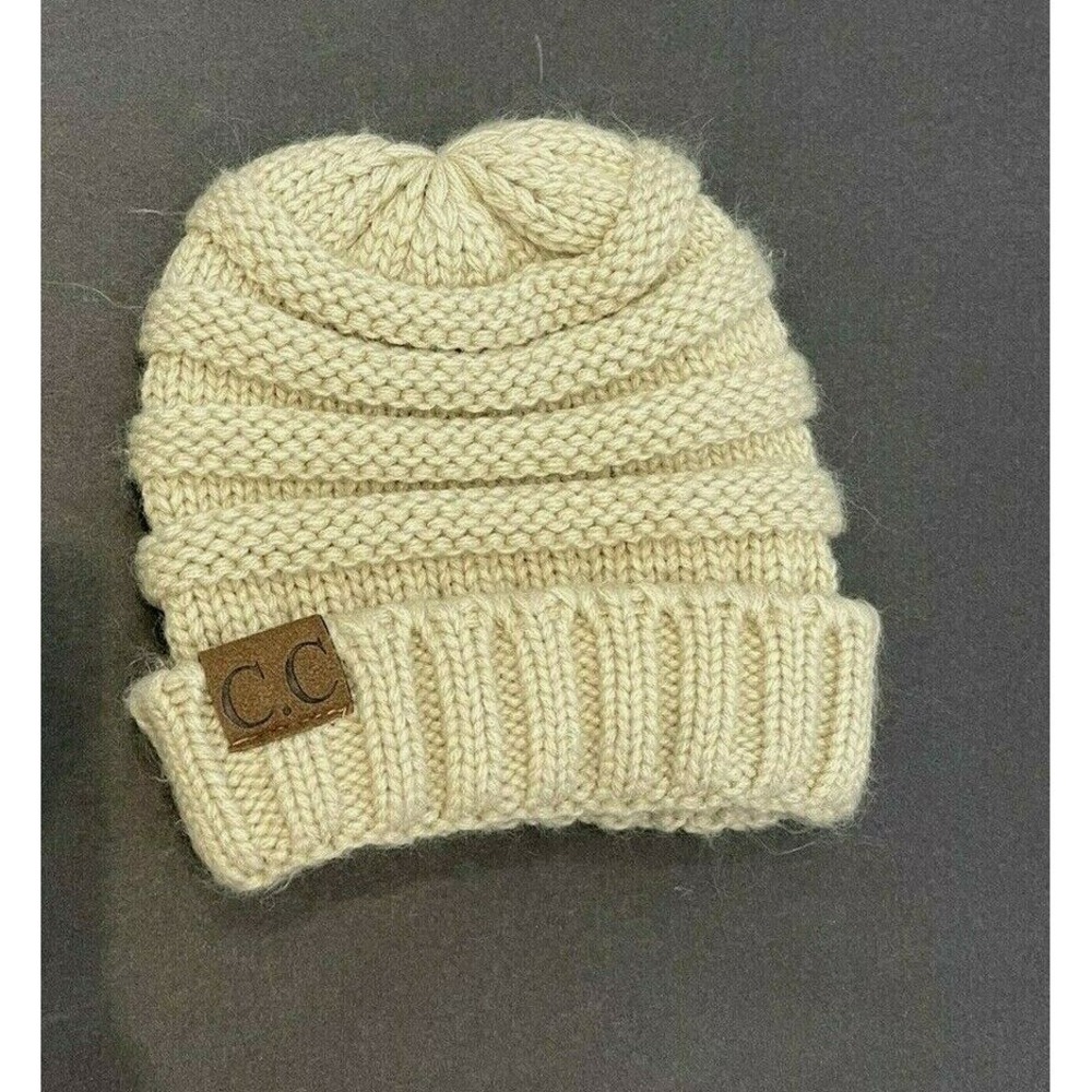 Girlie Girl‎ Originals C.C. Knit Winter Beanie Hat Tan Excellent Condition!!